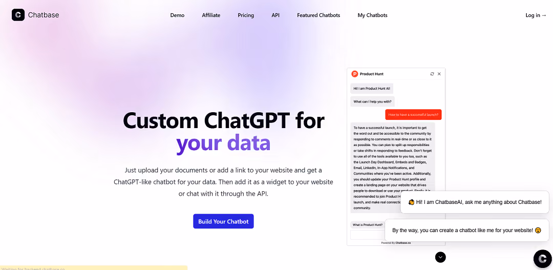Chatbase is a platform that allows users to effortlessly develop their own AI chatbots using their own data.