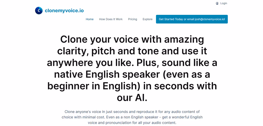 CloneMyVoice.io is an AI tool that allows users to clone any person's voice with ease.