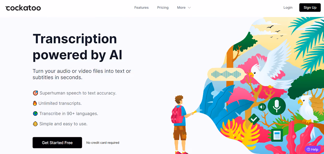 Cockatoo is an AI-powered transcription tool that rapidly and accurately converts audio and video files into text or subtitles. Its exceptional speech-to-text accuracy surpasses human performance, making it invaluable for various users.