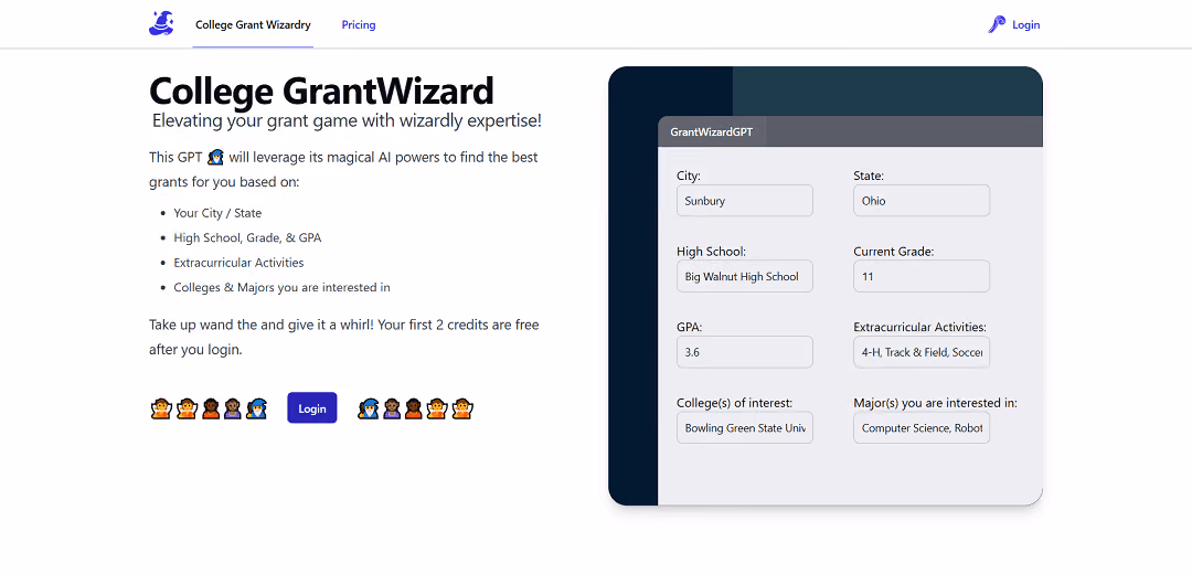 College GrantWizard is an innovative AI tool that assists users in finding suitable grant opportunities based on their specific criteria.
