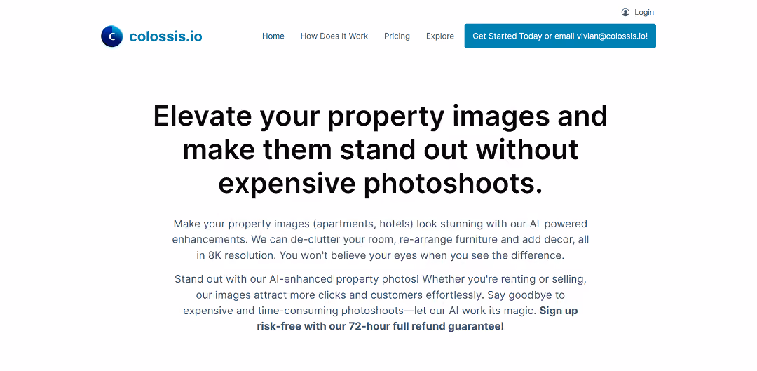 Colossis.io is an AI-powered tool that takes hotel and Airbnb photos to the next level.