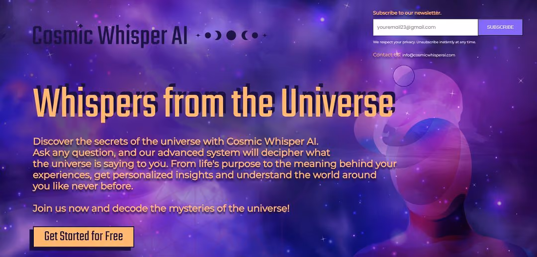 Cosmic Whisper AI is an AI-powered tool that offers personalized insights into the mysteries of the universe.
