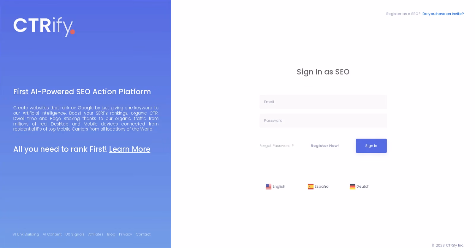 CTRify is an advanced AI-powered platform for SEO professionals seeking to enhance website rankings.