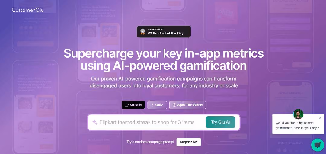 CustomerGlu AI, developed by CustomerGlu, is a user-friendly gamification platform designed to enhance software user experience. It offers a plug-and-play solution that enables users to explore in-app paths without developer input.