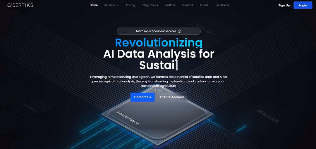 Cybertiks is an innovative AI tool that harnesses satellite and drone imagery, alongside agtech and remote sensing, to deliver precise agricultural insights. It excels in identifying suitable plant types for specific fields, assessing water availability, nutrient levels, erosion, soil quality, pollution, and pest levels through satellite technology.