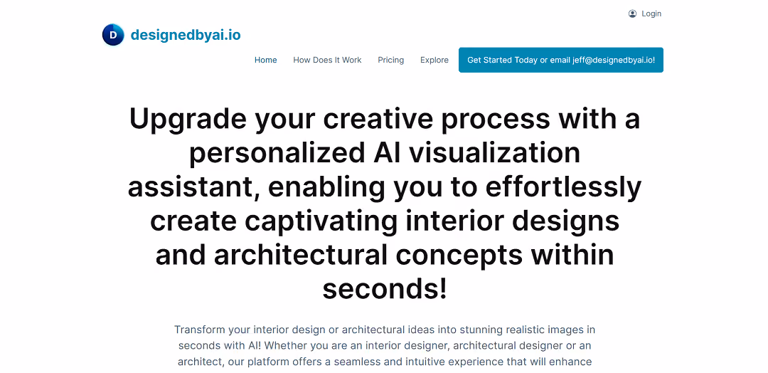 Designedbyai.io is an AI-powered platform that swiftly transforms interior design and architectural ideas into realistic images.