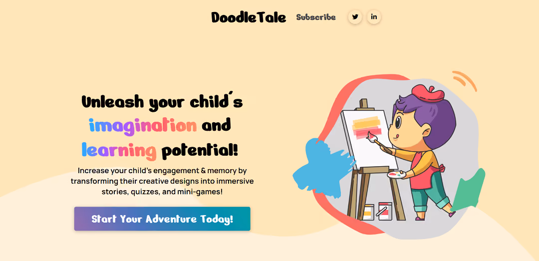 DoodleTale is an educational app designed to boost children's motor skills, creativity, and imagination through interactive experiences. Developed with input from certified educators, it offers a dynamic coloring platform where kids can personalize scenes with objects and characters, crafting their own unique coloring book pages.