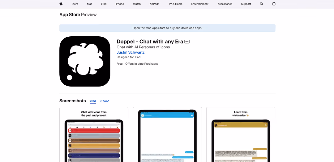 Doppel is an innovative app where you can engage in stimulating conversations with AI personas representing iconic personalities.