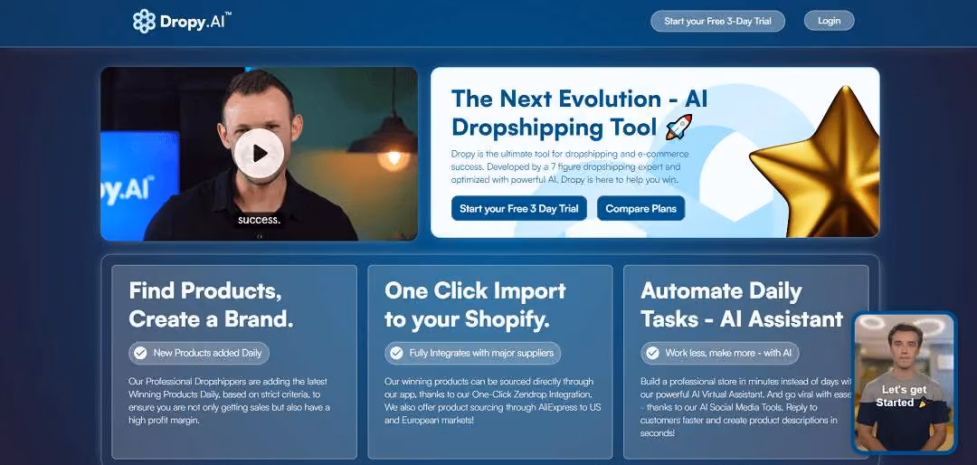 Dropy.AI is an AI-powered dropshipping tool, designed by an expert in the field, to empower users in the world of e-commerce. With its user-friendly interface, the platform streamlines the dropshipping process and optimizes sales.