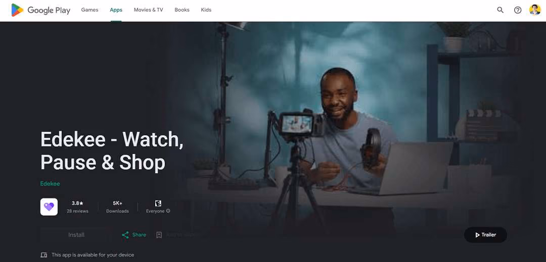Edekee is a unique shopping app designed for interactive and personalized online shopping. Users can enjoy shoppable videos from their favorite brands and creators, making purchases with a simple click.