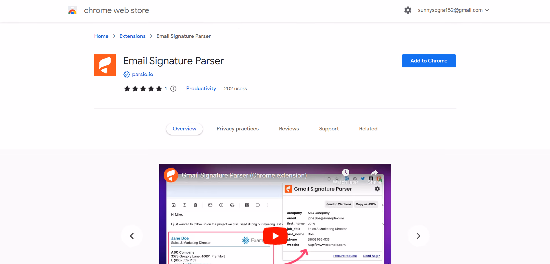 Email Signature Parser is a user-friendly AI-powered Chrome extension designed to streamline Gmail users' contact management tasks. By effortlessly extracting structured contact details like names, emails, job titles, companies, phone numbers, and websites from email signatures, it simplifies the tedious process of data collection.