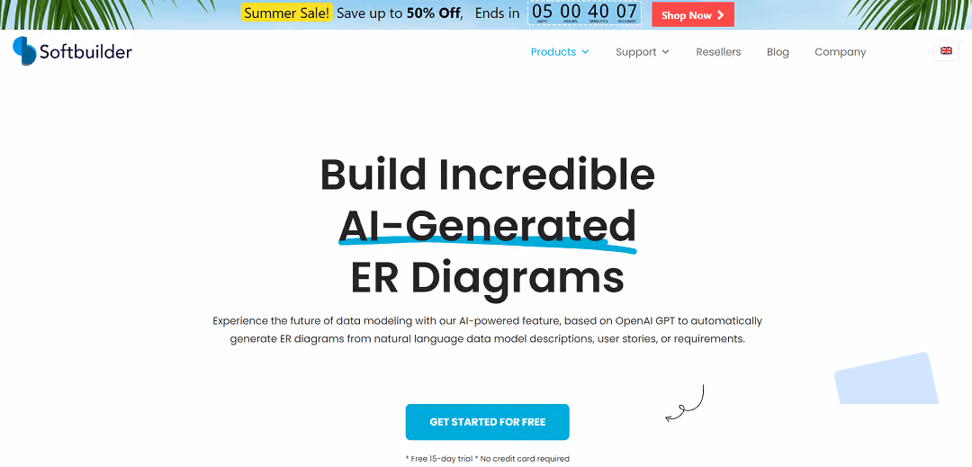 Softbuilder's innovative AI-powered ER Diagrams Generation tool leverages the capabilities of OpenAI GPT to swiftly create ER diagrams from natural language data model descriptions, user stories, or requirements.