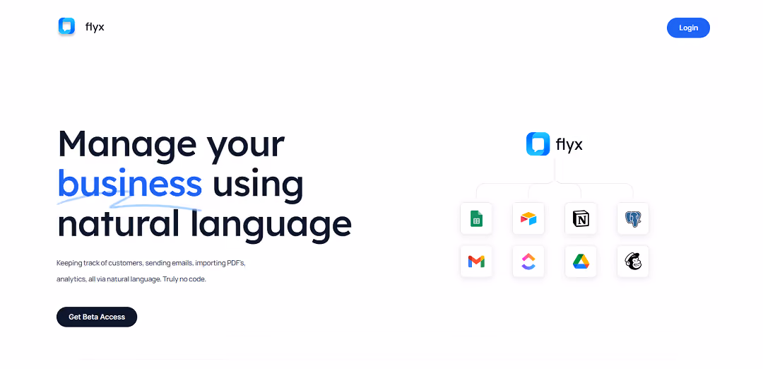 Flyx is a tool that enables businesses to manage operations using natural language input.