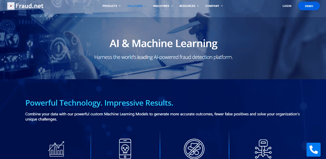 Fraud.net leverages AI and Machine Learning Models, including deep learning and neural networks, to provide insights across industries like finance, e-commerce, travel, and insurance.