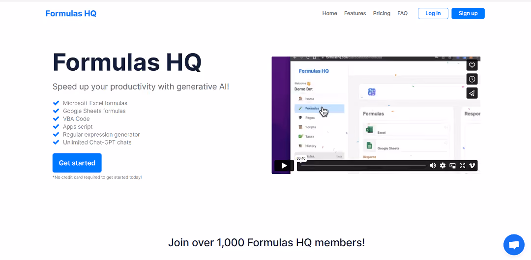 Formulas HQ is an AI-based tool that simplifies complex calculations in Microsoft Excel and Google Sheets.