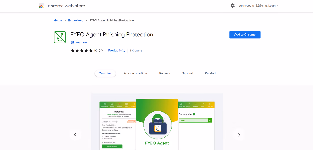 The FYEO Agent, a Chrome extension by FYEO Inc, employs cutting-edge Fisko AI technology to safeguard users from phishing attacks. Operating at the browser level, it draws on a vast database of compromised credentials to spot potential malicious websites.