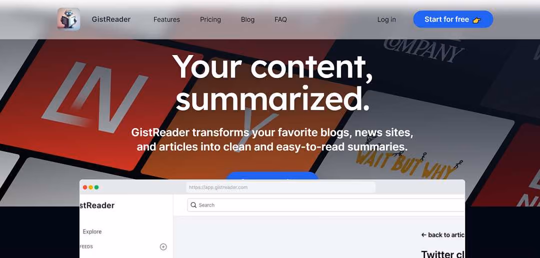 GistReader, an AI-infused RSS reader, simplifies article understanding by generating succinct summaries, perfect for those with limited reading time. Its AI-driven approach creates brief yet effective article synopses, catering to busy individuals seeking quick insights.