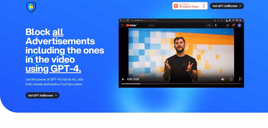 GPT-AdBlocker is an AI-powered browser extension that effectively blocks ads and sponsorships in YouTube videos, including pre-roll ads, banners, pop-ups, and in-video ads.