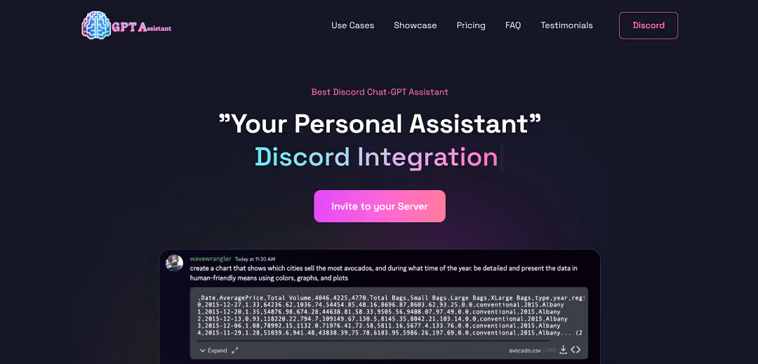GPT Assistant is an AI-powered bot for Discord that enhances communication by providing fast and authentic AI responses.