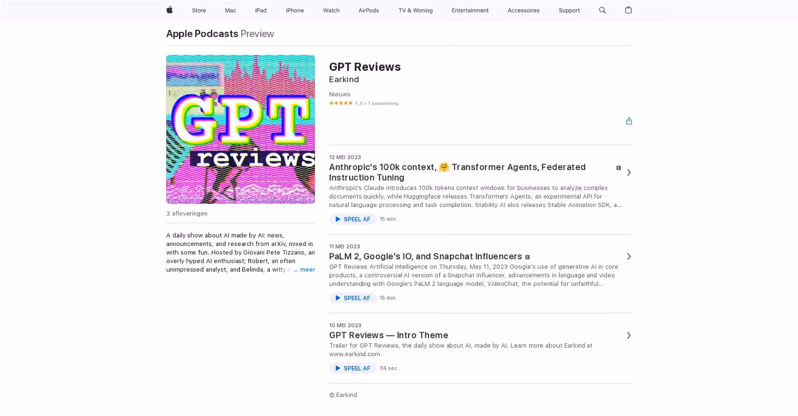 GPT Reviews is a daily podcast show that covers news, announcements, and research on AI.