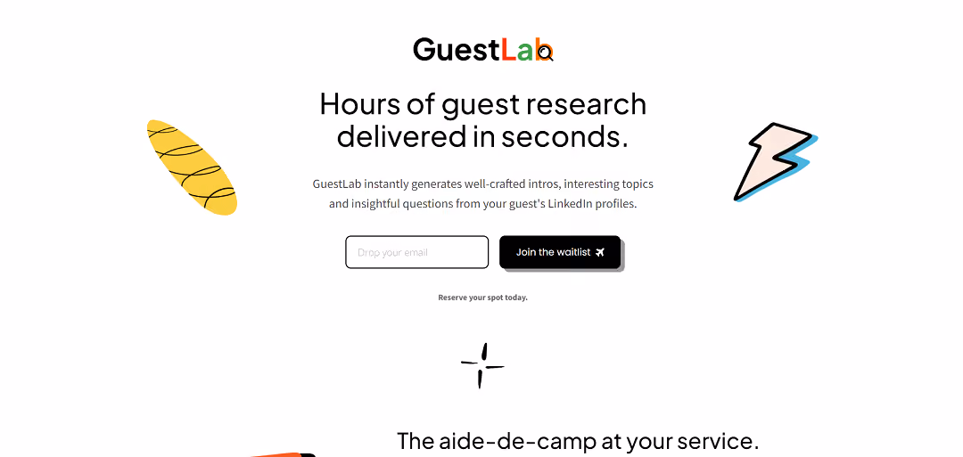 GuestLab, an innovative AI tool, simplifies guest research for podcast hosts, interviewers, and event organizers. By utilizing AI, it crafts introductions, topics, and questions from guests' profiles on platforms like X/LinkedIn, saving time.