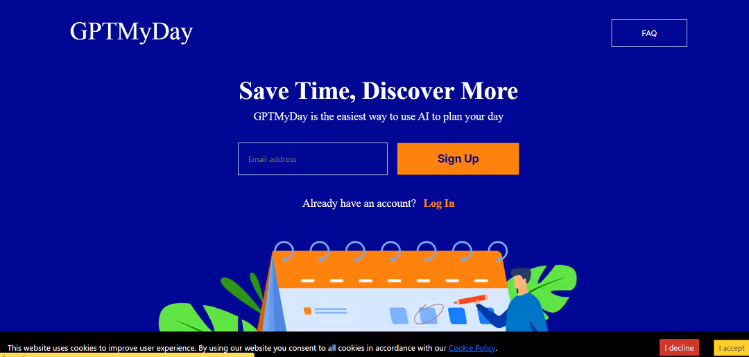 GPTMyDay is an AI-powered tool designed to effortlessly assist users in planning their day. Users input their activity preferences, location, budget, and more, prompting the tool to generate personalized daily plans using ChatGPT's AI.