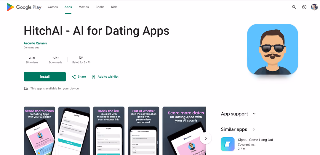 HitchAI, an AI-powered conversational coach by Arcade Ramen, is designed to enhance dating app communication. Accessible on Google Play, the app generates creative messages, aiding users in impressing matches and steering clear of awkward conversations.