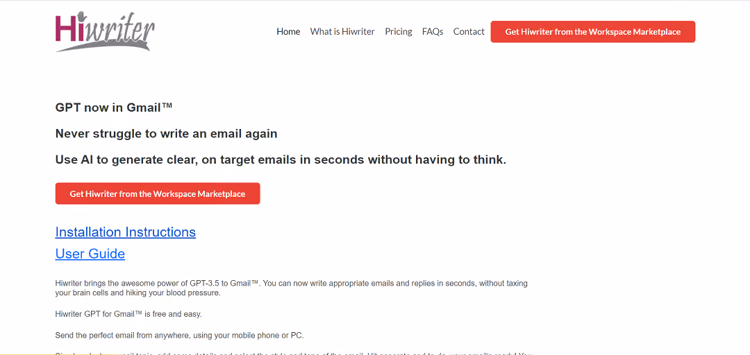 Introducing Hiwriter, an advanced AI tool leveraging OpenAI's GPT-3 language model, designed to effortlessly craft clear and concise emails in mere seconds.