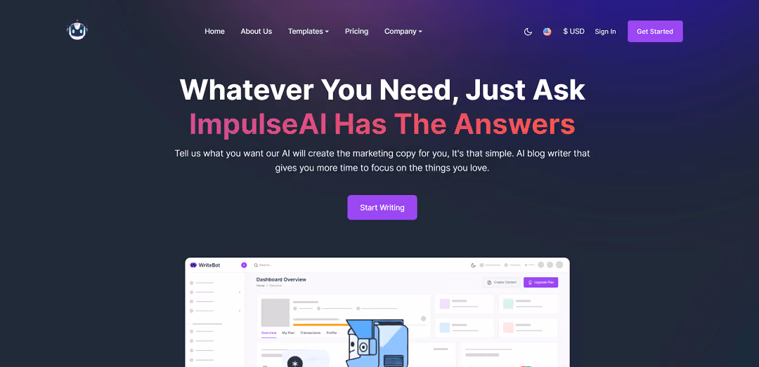 Impulse AI is an AI-powered platform that specializes in generating marketing copy.