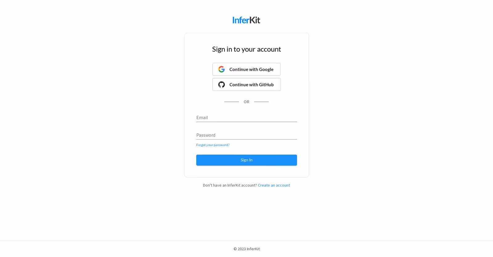 InferKit is a web-based AI tool that offers users the ability to securely log into their accounts.