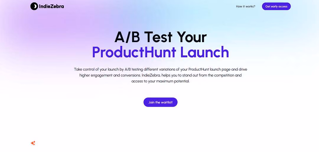 IndieZebra is an AI-powered tool designed to optimize your ProductHunt launch, increasing upvote chances. It conducts A/B tests on launch page variations for objective performance evaluation. Test