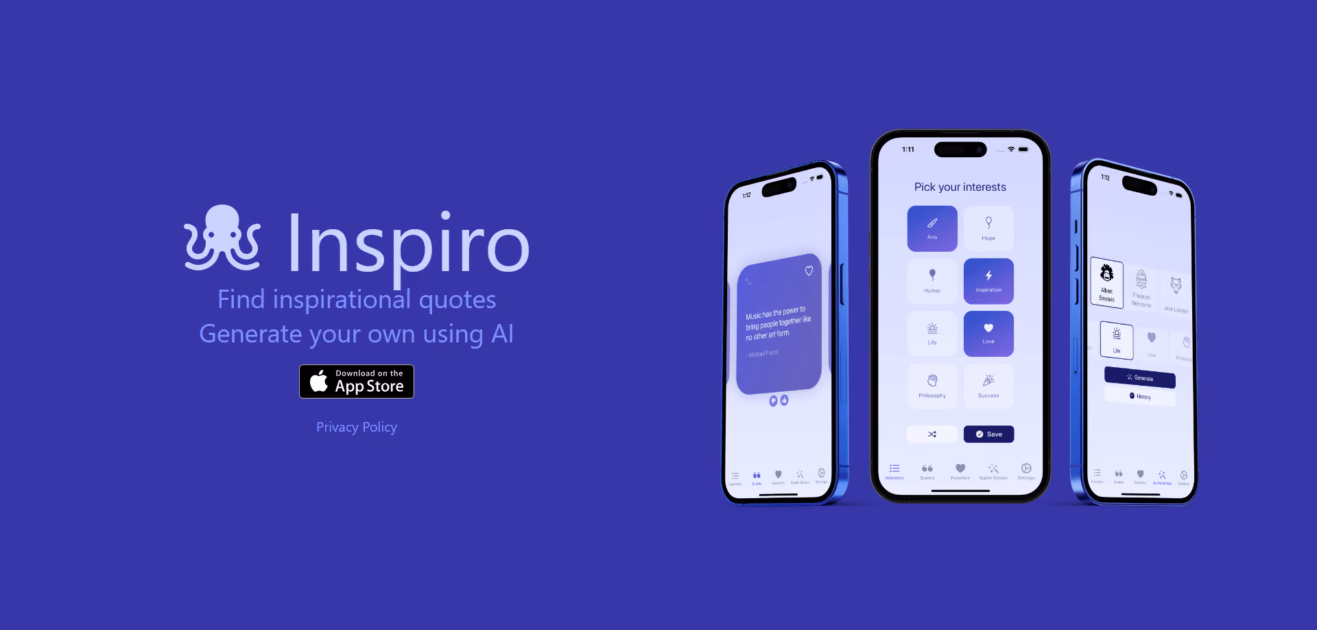 Inspiro, an AI-driven tool, assists users in discovering and crafting inspirational quotes. By harnessing artificial intelligence, it provides a convenient platform for motivational quote exploration.