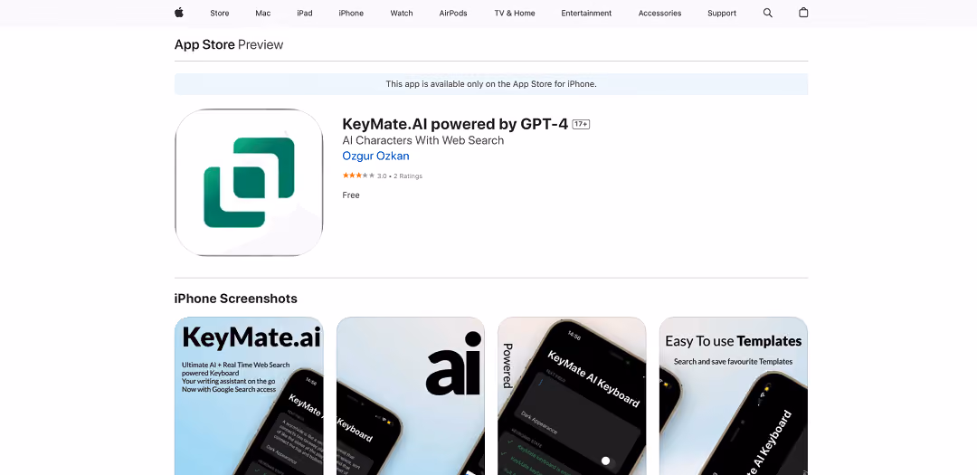 Introducing KeyMate Chat GPT-FOUR Keyboard, an AI-powered app on the App Store.With OpenAI's GPT-4, it offers contextually relevant responses, making conversations more interactive.