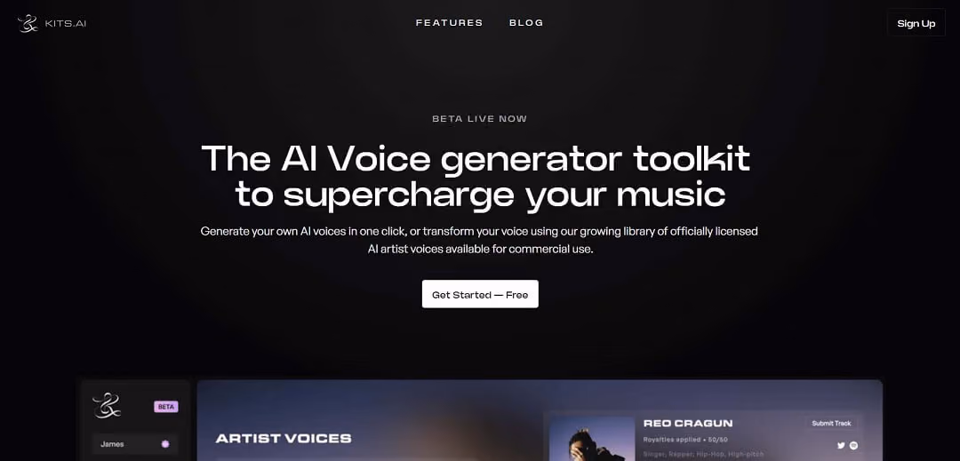 Kits AI is a game-changing AI voice platform designed exclusively for musicians. It provides an extensive library of AI voices, including licensed artist voices and royalty-free options, allowing users to transform and enrich their own vocals creatively.
