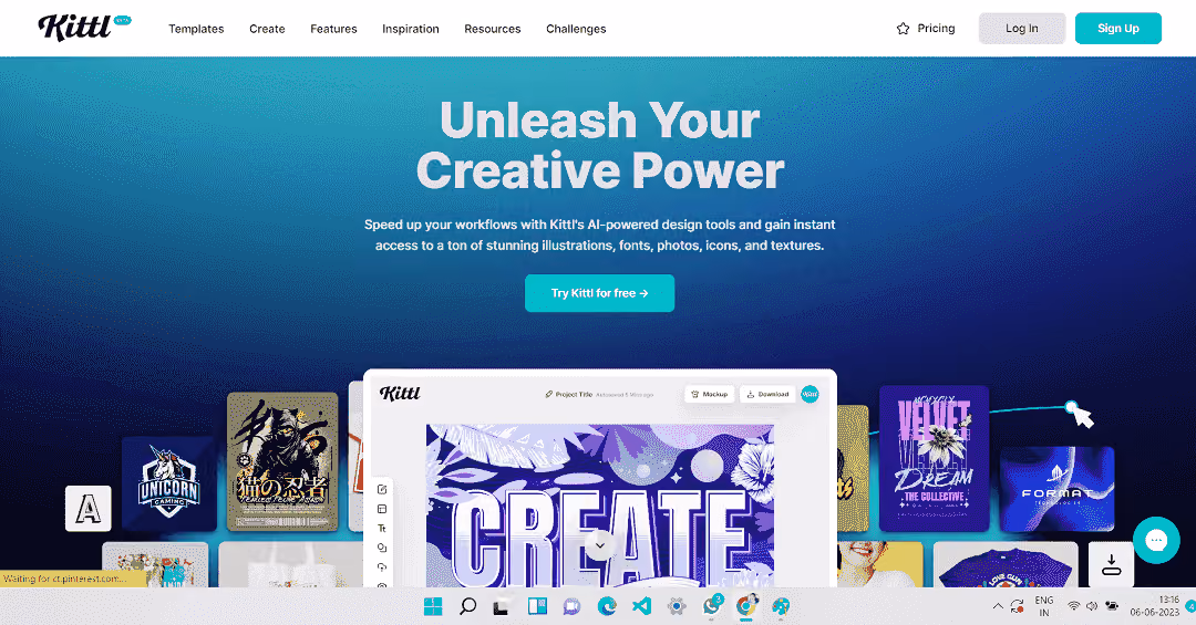 Kittl AI is a design tool that utilizes advanced deep learning models to transform user text into visually appealing images or clipart within seconds.