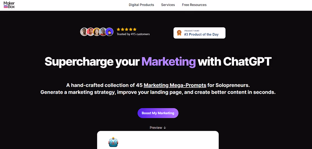 Introducing Marketing Mega-Prompts for ChatGPT, a powerful tool designed exclusively for solopreneurs.