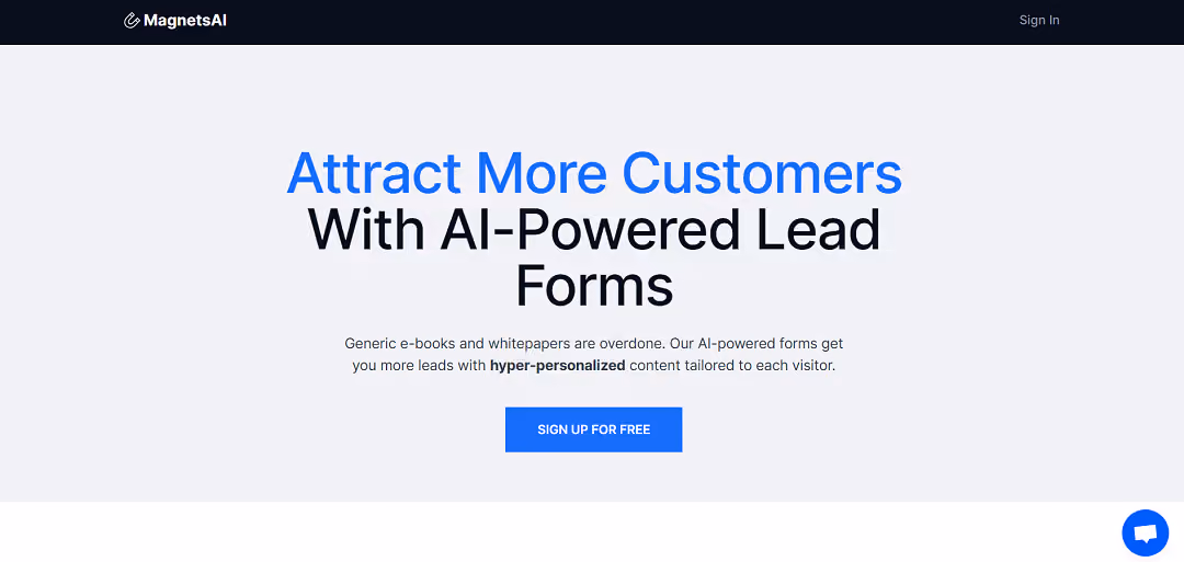 MagnetsAI, an AI-powered tool, assists businesses in generating quality leads by crafting personalized lead forms for website visitors. Unlike generic materials, these tailored forms significantly enhance lead capture chances.