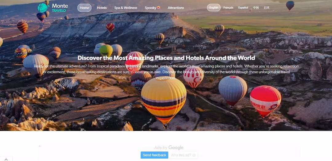 MonteTravelo is an innovative AI-powered website that helps users explore unique and extraordinary destinations worldwide for their accommodation and travel experiences.