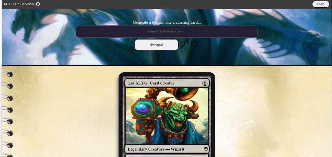 The MTG Card Generator is an AI-powered tool for crafting custom Magic: The Gathering cards. Users input prompts to create unique cards with features like legendary creatures, wizard subtypes, and abilities such as haste and hexproof.