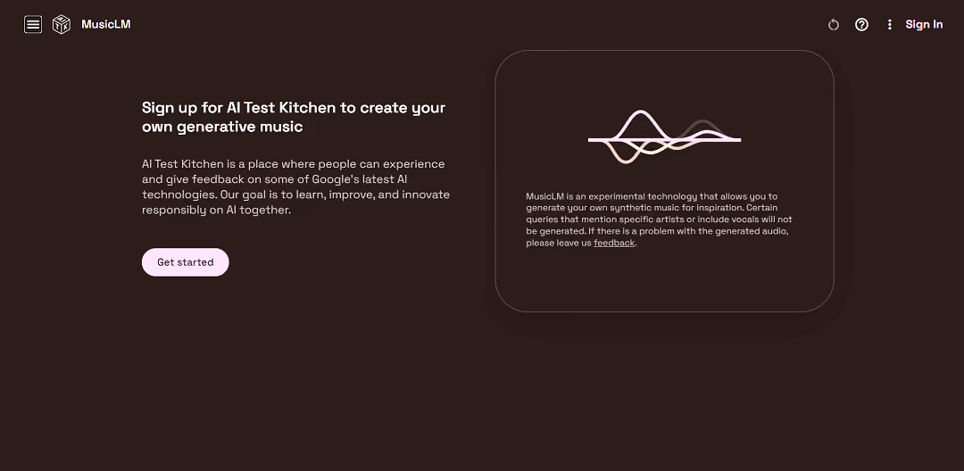AI Test Kitchen is a Google platform that invites users to explore and provide feedback on their latest AI technologies.