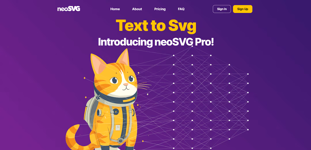 neoSVG is an innovative AI-powered tool that effortlessly transforms simple text prompts into stunning SVG graphics, making the design process a breeze.