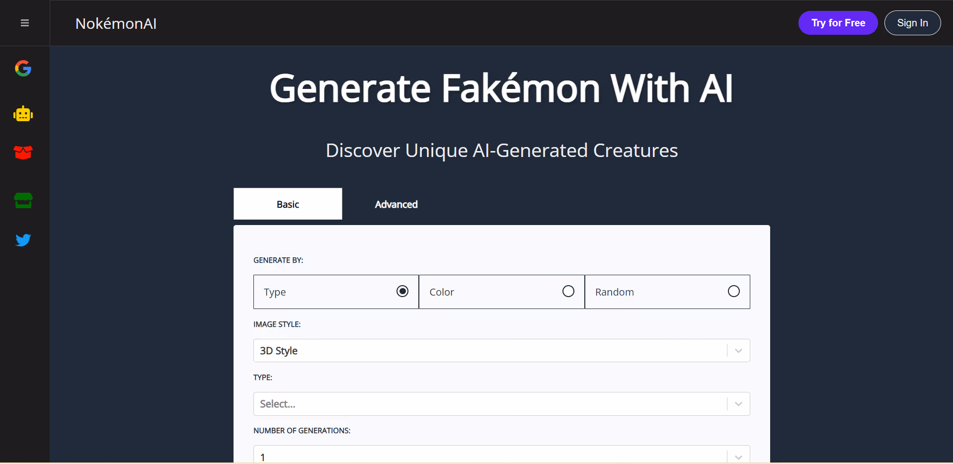 The Nokémon AI Generator is a sophisticated application specifically crafted to employ artificial intelligence in the creation of Fakemon, which are fictional Pokémon characters.
