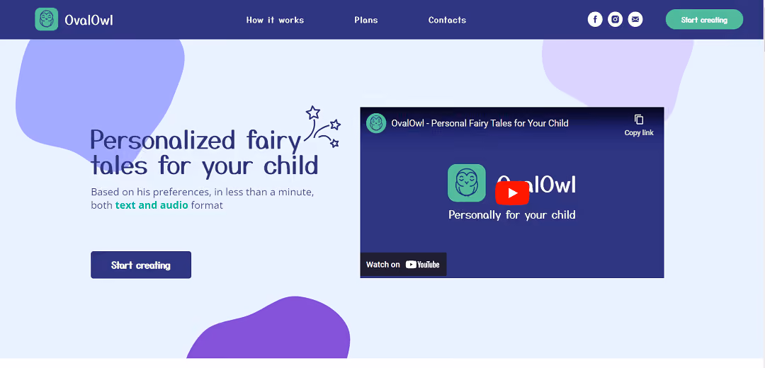 OvalOwl is an AI tool that creates personalized fairy tales for kids based on their interests and preferences