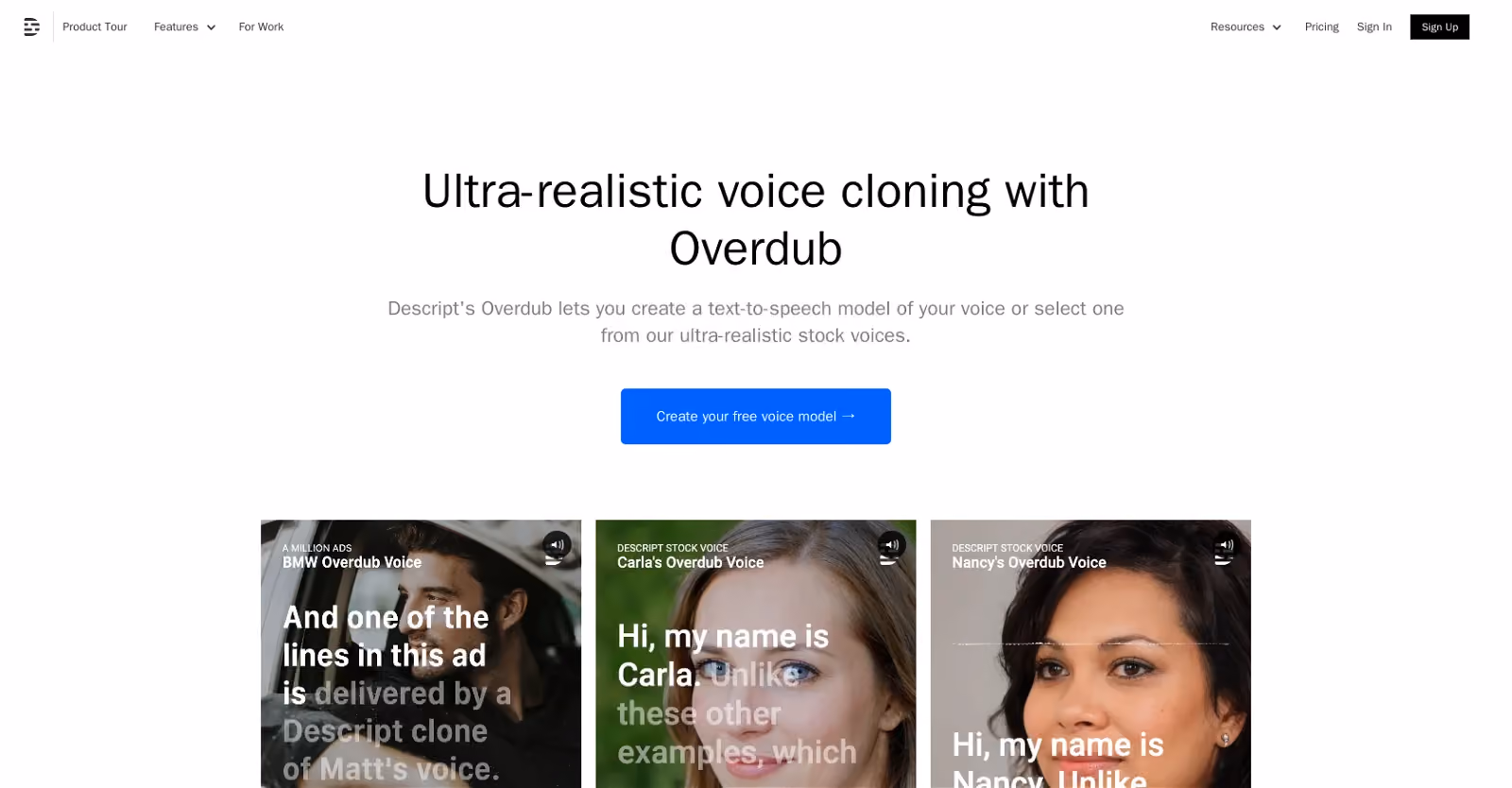 Descript's Overdub is an advanced text-to-speech tool that produces natural-sounding audio.