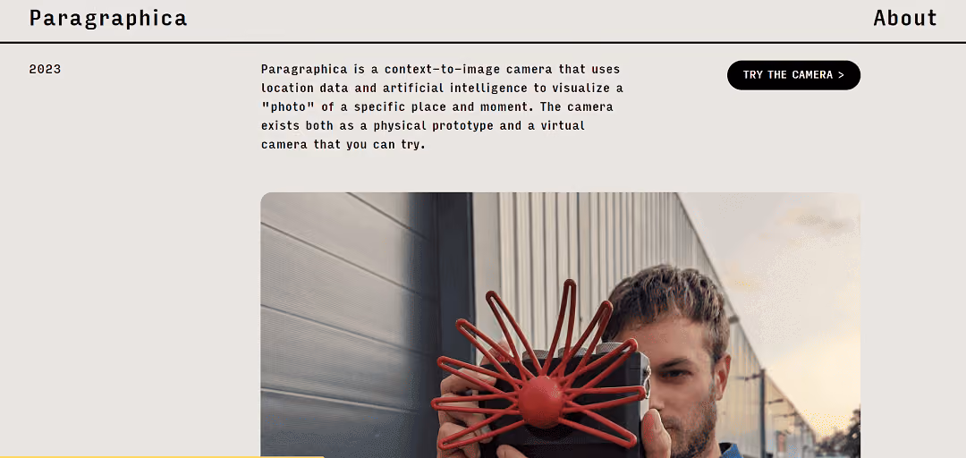 Paragraphica is a unique camera that employs artificial intelligence and location data to create contextual photos of specific moments and places.