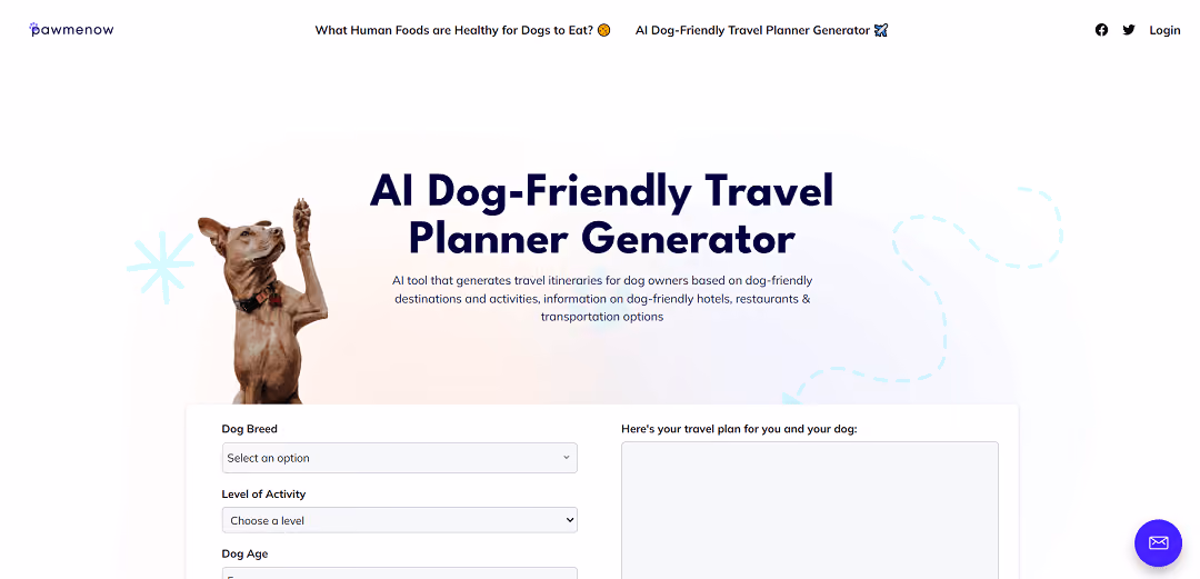 The AI Dog-Friendly Travel Planner Generator is a unique tool for dog owners who want to plan their trips with their furry companions.