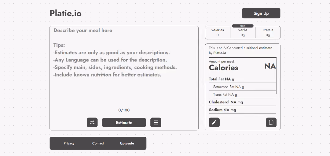 Platie.io is an innovative AI tool that effortlessly generates detailed nutrition labels. It offers insights into calories, fats, proteins, and more, aiding informed dietary choices.