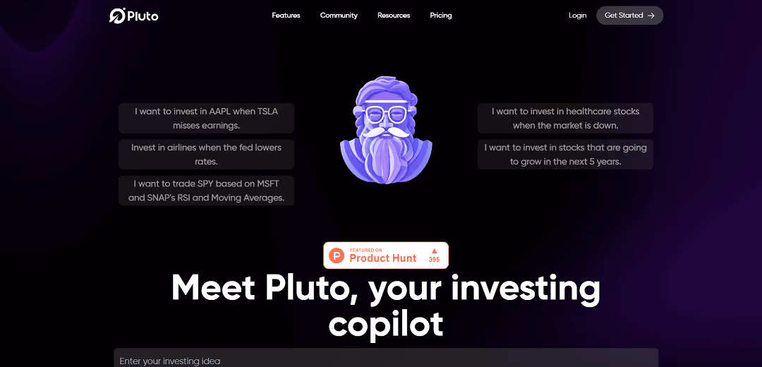 Pluto is an AI-powered platform enabling commission-free trading of stocks and cryptocurrencies for all levels of investors. By offering advanced automation, custom automations with real-time data, and AI-generated messages, users can make informed decisions.