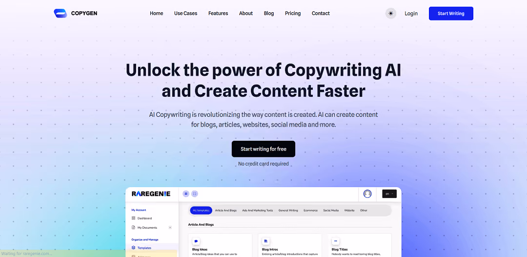 Raregenie - Ai Content Writer