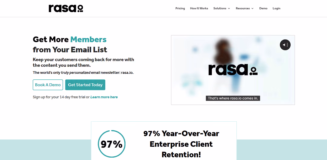 Rasa.io stands out as an email marketing tool that goes above and beyond to provide personalized email newsletters to subscribers based on their individual interests.